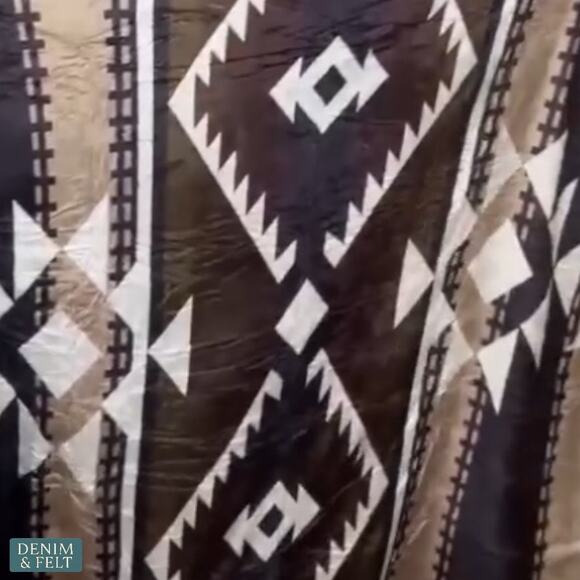 Lucky & Blessed Brown Ivory Aztec Sherpa Blanket Rustic Boho Western NEW 🪶 - Picture 3 of 4